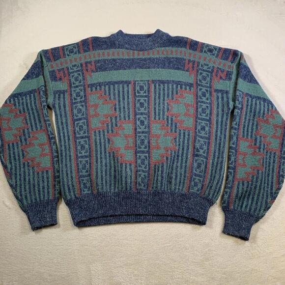 McGregor Other - Vintage Mcgregor Sweater Mens‎ XL Knit Blue Acrylic Blend Eclectic Aztec 80s 90s